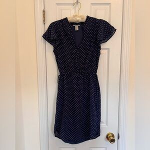 Blue and white dotted dress